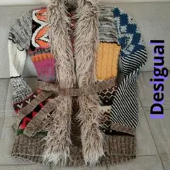 Desigual ファー付き カーディガン 豪華
