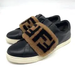 良品✨フェンディ スニーカー スリッポン 靴 ファー FFロゴ ブラック