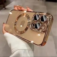 【G-01】iPhone 15用クリアゴールドケース　アイフォン 15 クリア