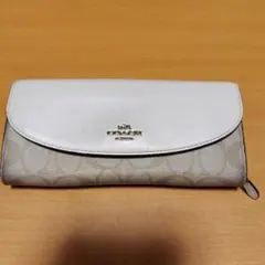 COACH 長財布 ホワイト グレー