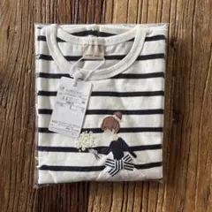 プティマイン　girlアップリケ長T ボーダー
