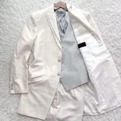 ほぼ未使用！美品 シルバー タキシード 4点セット ウェディング メンズ 