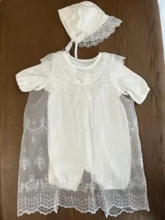 お宮参り セレモニードレス ツーウェイ 退院 新生児 レース 帽子付