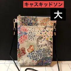マチ付き大サコッシュ　スマホポーチにも！キャスキッドソン　ラミネートハンドメイド