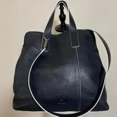 HIROFU ヒロフ　ハンドバッグ ネイビー 2way レザーバッグのサムネイル
