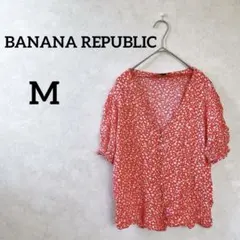 美品✨ BANANA REPUBLIC 【M】 花柄 半袖ブラウス Vネック