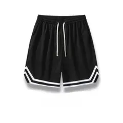 黒 ストライプ バスケットボールパンツ