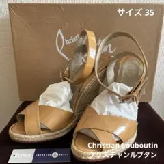 クリスチャンルブタン ウェッジソール エスパドリーユ レッド サンダル 35