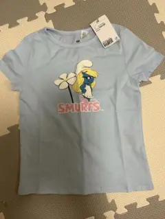 新品スマーフ Tシャツ 水色120/130