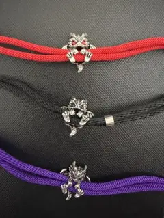 ドラゴン付きブレスレット（赤・黒・紫）３点セット