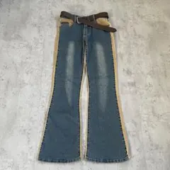 00's vintage フレアデニムパンツ　コーデュロイ　フェード　アメカジ