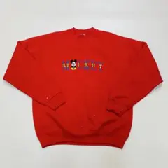 DISNEY 90s レトロ ミッキー 刺繍 スウェット トレーナー
