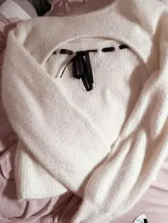 【即日発送】INGNI フェザーリブデコルテオープンリボンニット