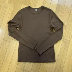 UNIQLO ソフトリブクルーネックT/ブラウン