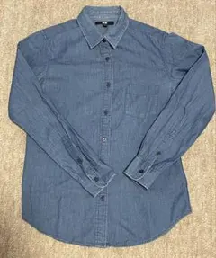 UNIQLO デニムブルー 長袖シャツ Mサイズ