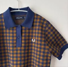 【希少】FRED PERRY 半袖　ニット　ポロシャツ チェック レデ