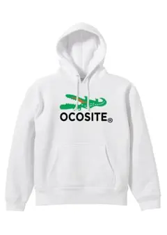【OCOSITE白XL】オコシテ(舌あり)おもしろ裏毛パーカー使用面白いパロディ
