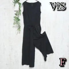 ViS ビス パンツ F サロペット オールインワン ノースリーブ 블랙