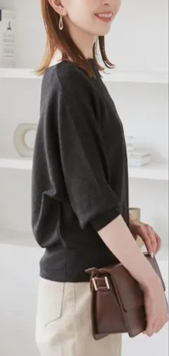 ROPE' PICNICニットラメ混ドルマン7分袖ニットレディース