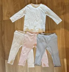 H&M リブレギンス 3枚 & 長袖Tシャツ セット 86-95cmのサムネイル