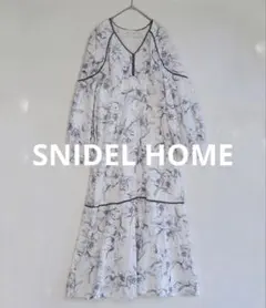 SNIDEL HOME 花柄 ワンピース　長袖　コットン100%　白/紺