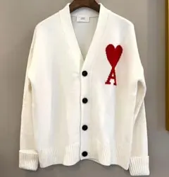 値下げ中！AMI PARIS ハート刺繍 ホワイトカーディガン