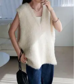 DISCOAT フェザーヤーンチュニックベスト