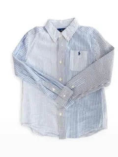 Ralph Lauren ボタンシャツ キッズ120-130青白ストライプ