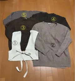 ベージュブラウン系ニット5点セットまとめ売り