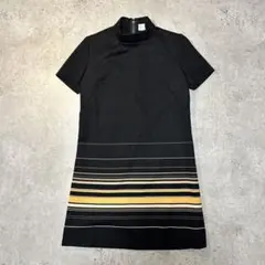 L*Y様 00's vintage 黒とストライプの半袖ひざ丈ワンピース
