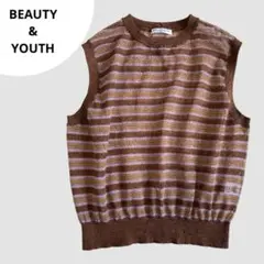 BEAUTY&YOUTH シアーボーダーニット ノースリーブ FREEのサムネイル