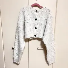 forksy. 2wayクッキーシャギーニットショート丈カーディガン