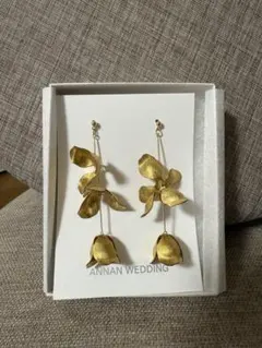 【10/21まで】ANNAN WEDDING ゴールド花　《ピアス》