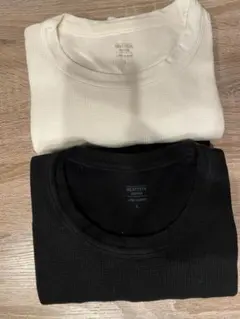 ユニクロ 極暖 ヒートテックコットンワッフル　L 黒白2点セット