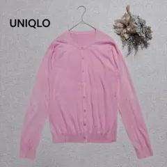 【ユニクロUNIQLO】UVカットクルーネックカーディガン　ピンク　Fのサムネイル