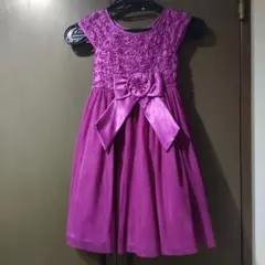 パープル フラワーモチーフ ドレス