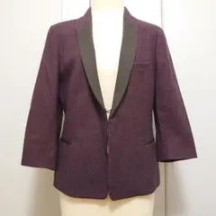 ◆SEE BY CHLOE◆パープル テーラード ツイードジャケット サテン襟