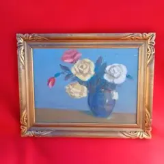 ◇油彩画 紺綬褒章画家【有賀潤】『ばら』 F8号◇ - メルカリ