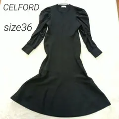 セルフォード　マーメイド　ロングワンピース　異素材　ブラック