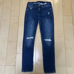 H&Mダメージ加工ダークブルーロングパンツ 134cm