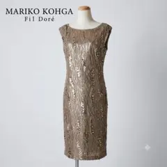 美品 マリココウガ 東京ソワール スパンコールドレス 結婚式 ステージ LLのサムネイル