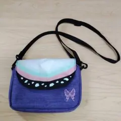 鬼滅の刃　胡蝶しのぶ　紫色バタフライ刺繍ショルダーバッグ