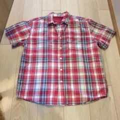 アバクロ赤チェック半袖シャツLユニセックス