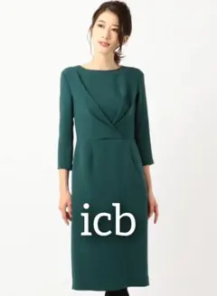 【美品】iCB フォーマルワンピース パーティードレス グリーン Lのサムネイル