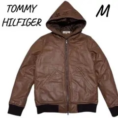 美品TOMMY HILFIGER トミーヒルフィガー レザー ダウンジャケット
