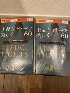 アツギ　タイツ　60デニール　上品シャドーで美しく　4足組　ブラック　M-L