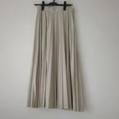 ベージュ プリーツスカート ゴムウエスト