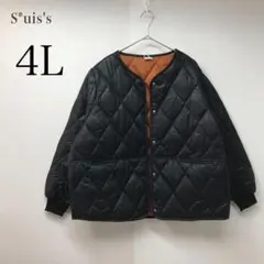 ラスト①j538★4L相当★キルティング ジャンパー ジャケット＊ノーカラー