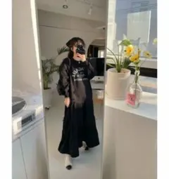 Freeサイズ Black ロゴ 大人楽ちん スウェットワンピース