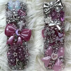 IQOS アイコス　イルマワン　イルマiワン　ケース　デコ　ピンク× シルバー